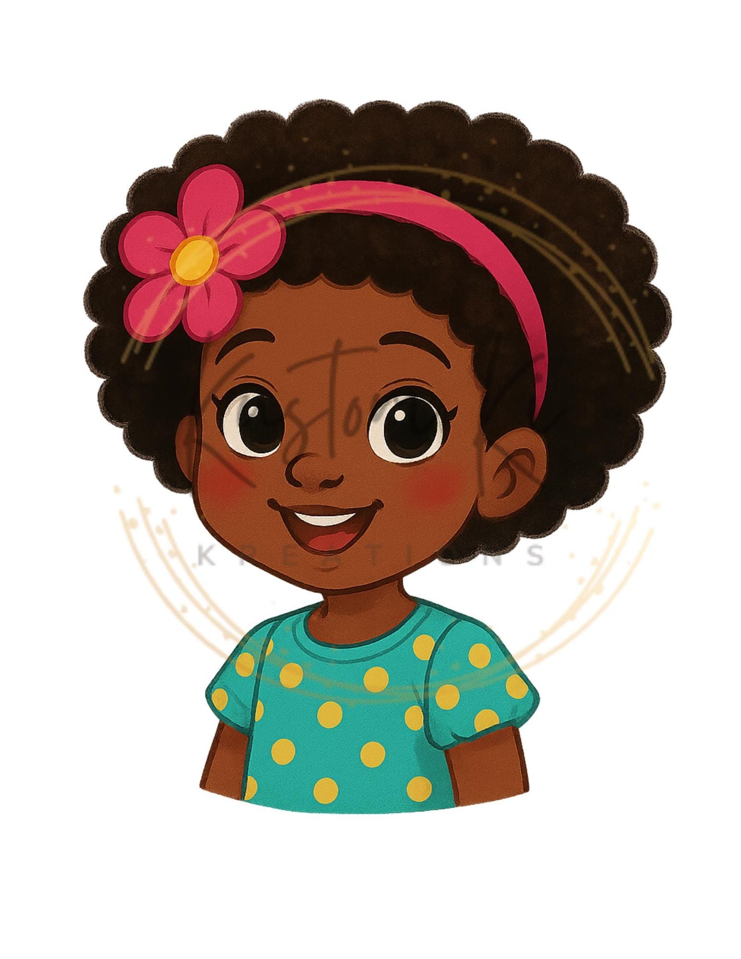 Cute African American Girl PNG Bundle | Afro Kids Clipart | Bright Colorful Cartoon Girls | Commercial Use