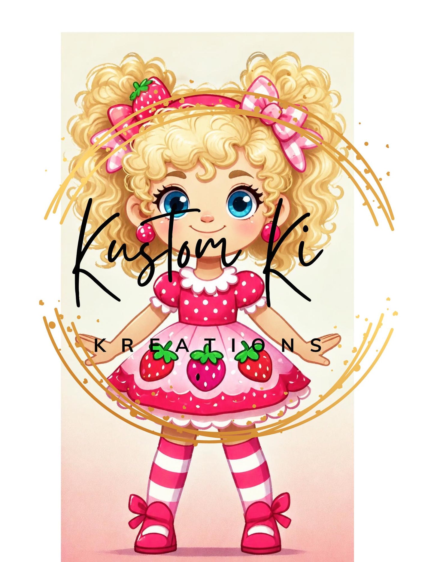 Blonde Curly Hair Strawberry Shortcake girl png