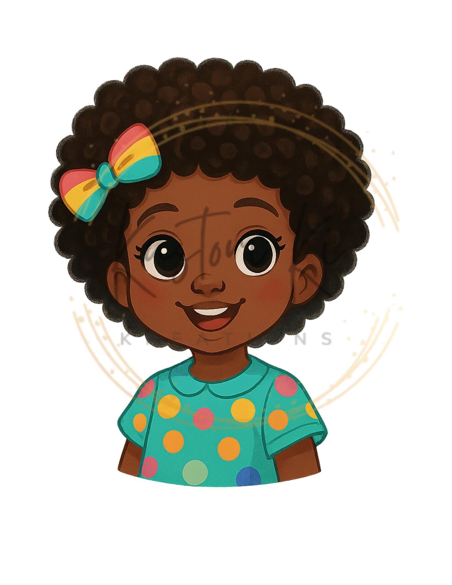 Cute African American Girl PNG Bundle | Afro Kids Clipart | Bright Colorful Cartoon Girls | Commercial Use