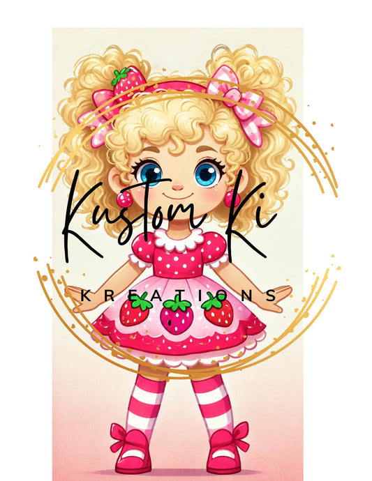 Blonde Curly Hair Strawberry Shortcake girl  png