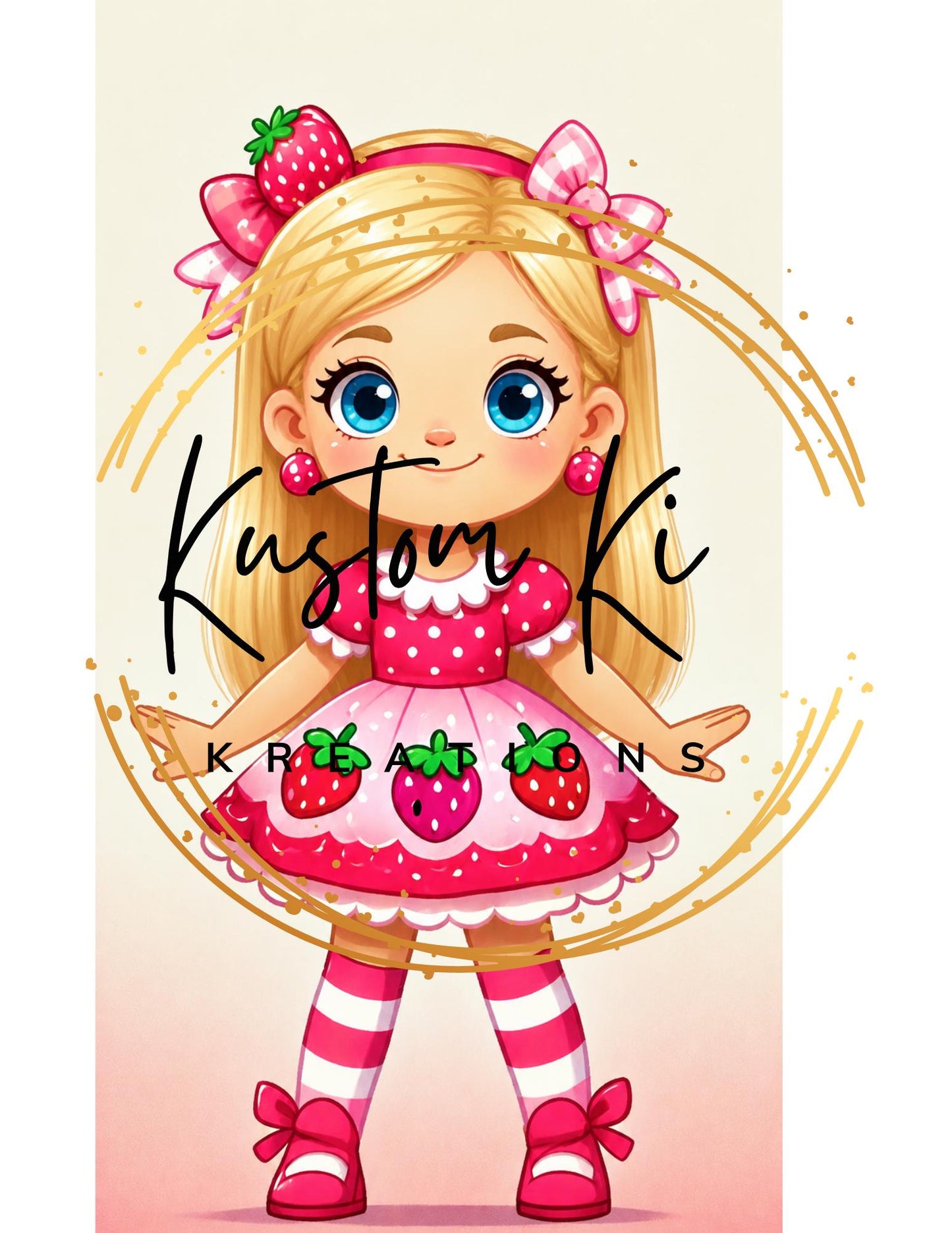 Blonde Straight Hair Strawberry Shortcake girl  png
