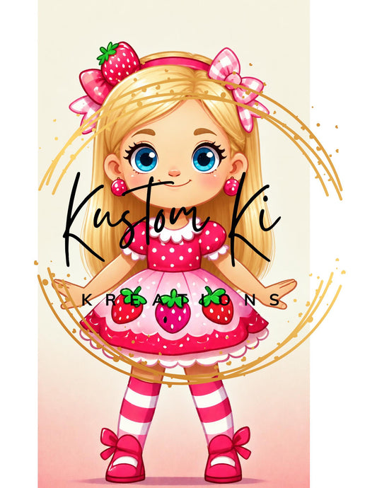 Blonde Straight Hair Strawberry Shortcake girl  png