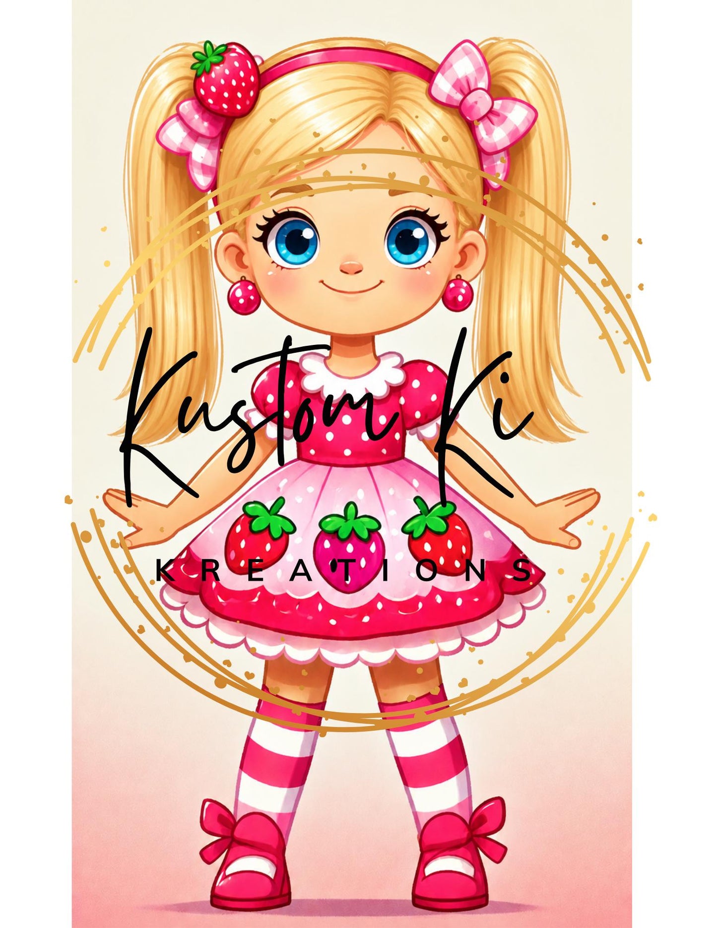 2 Ponytail Blonde Straight Hair Strawberry Shortcake girl  png